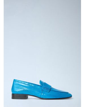 Dries Van Noten Croc-Embossed Leather Loafers - Blue