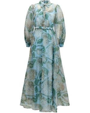 Nissa Printed Organza Dress Print - Green