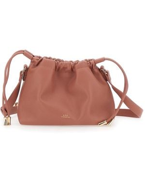 A.P.C. 'Ninon Mini' Crossbody Bag With Embossed Logo On The Front And Adjustable Shoulder Strap - Brown