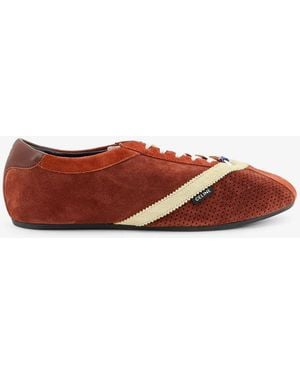 Celine The Flat Suede And Leather Sneakers - White
