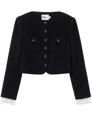 Self-Portrait Button Down Jacket - Black
