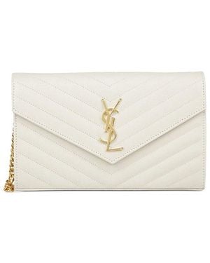 Saint Laurent Neutrals Clutch Bags - White