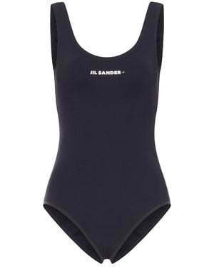Jil Sander Logo Printed One-Piece Swimsuit - Blue