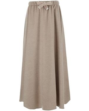 Herno Skirt With Elasticated Waistband And Drawstring - Natural