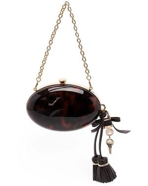 Self-Portrait Resin Oval Clutch - Black