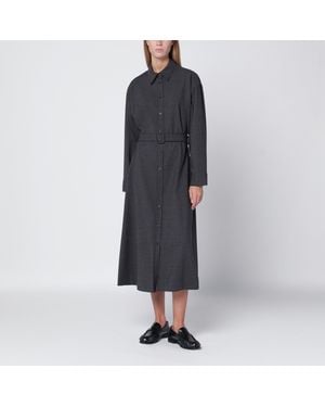 P.A.R.O.S.H. Anthracite Belted Shirt Dress Wool - Black