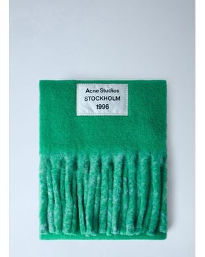 Acne Studios Fringed Wool-Blend Scarf - Green