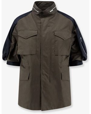 Sacai Canvas Jacket With Nylon Sleeves - Black