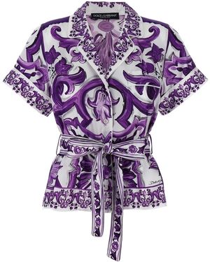 Dolce & Gabbana 'Maiolica' Print Pajama Shirt - Purple