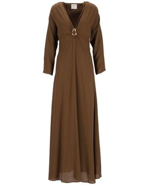 forte_forte Forte_Forte Sculpture Buckle Dress - Brown