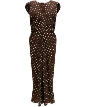Marni Printed Polka Dot Crepe Dress - Brown