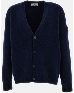 Stone Island Baby Alpaca Blend V-Neck Cardigan - Blue