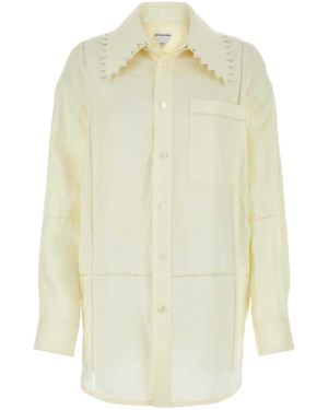 Bottega Veneta English Embroidery Linen Shirt - White