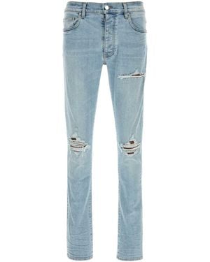 Amiri Croc Leather Mx1 Jean - Blue