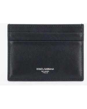 Dolce & Gabbana Leather Card Holder Woven - Black