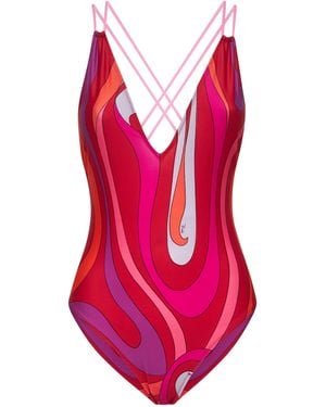Emilio Pucci Marmo Print Lycra One-Piece Swimsuit - Pink