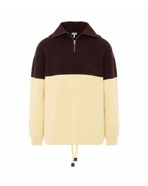 Loewe Anagram Half Zip Sweater - Brown