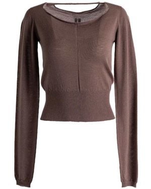 Rick Owens Cut-Out Detail Sweater - Brown