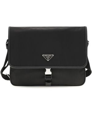 Prada Re-Nylon And Saffiano Shoulder Bag - Black