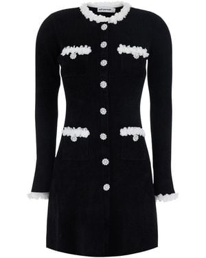Self-Portrait Mini Dress With Floral Decorations - Black