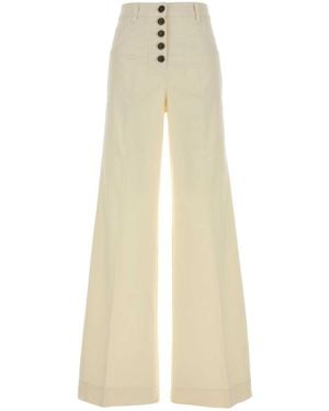 Etro Ivory Stretch Cotton Wide-Leg Pant - White