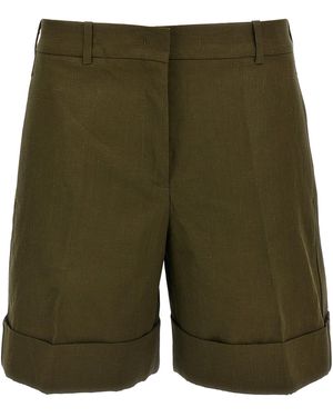 Jil Sander Linen Bermuda Shorts With Turn-Up Hem - Green