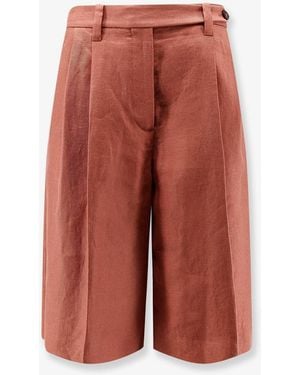 Brunello Cucinelli Linen Shorts With Monili Detail - Red