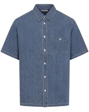 Celine Cotton Bowling Shirt - Blue