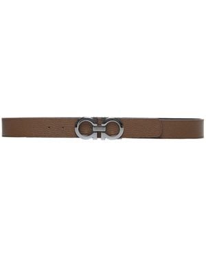 Ferragamo Gancini Reversible Leather Belt By - White
