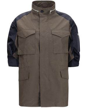 Sacai Nylon Cotton Jacket Khaki - Gray