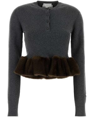 Stella McCartney Dark Stretch Wool Blend Sweater - Black