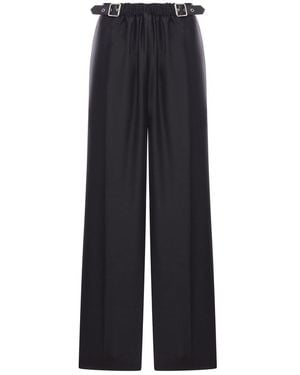 Loewe Wool And Silk Pants With Belt - Blue