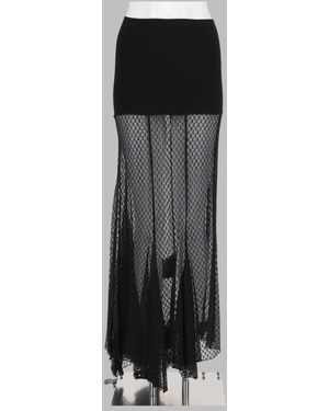 Isabel Marant Sheer Mesh Detail Fitted Maxi Skirt - Black