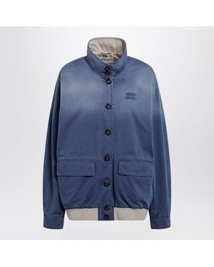 Miu Miu Lime Old-Washed Twill Blouson - Blue