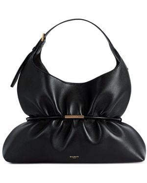 Balmain Sphynx Medium Leather Handbag - Black