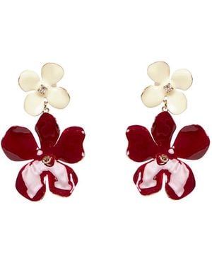 Marni Enameled Flowers Dangle Earrings - Red
