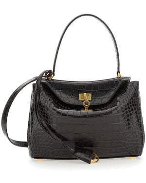 Balenciaga 'Rodeo' Small Handbag With Detachable Key Holder - Black