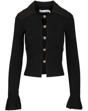 Self-Portrait Button-Up Sweater - Black