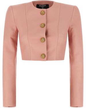 Balmain 'Testa Di Leone' Bolero Blazer - Pink