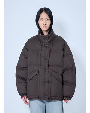 Miu Miu Padded Jacket With High Collar - Gray