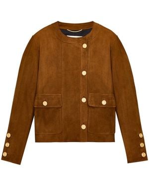 Saint Laurent Short Lamb Suede Jacket - Brown