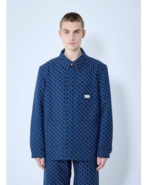 Gucci Cotton Jacquard Jacket With Gg Shadow - Blue