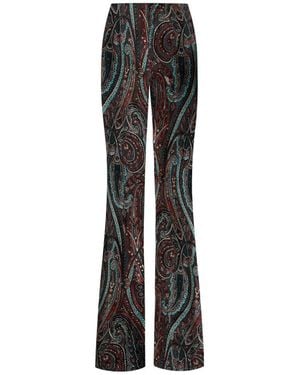 Etro Jacquard Chenille Flared Pants With Paisley Pattern - Black