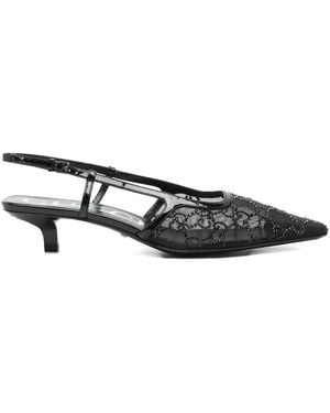 Gucci Crystal Embellished Slingback Pumps - Black