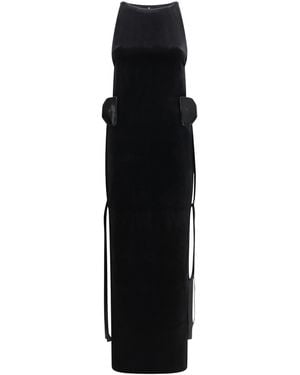 Self-Portrait Velvet Long Dress - Black