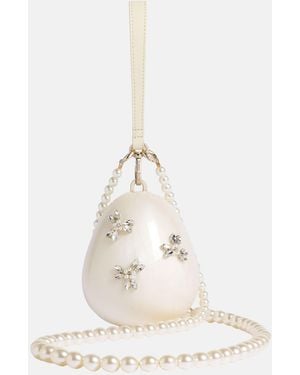 Simone Rocha Pearl Crossbody Micro Egg Bag With Emb - Natural