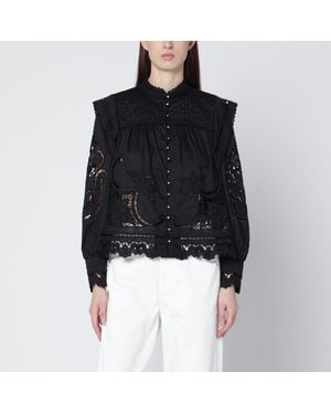 FARM Rio Richelieu Cotton Blouse - Black