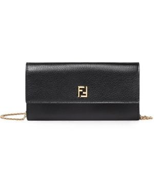 Fendi Leather Continental Wallet - Black