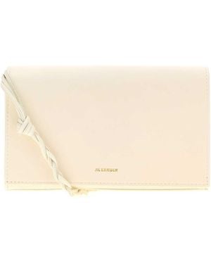 Jil Sander Ivory Leather Tangle Wallet - Natural