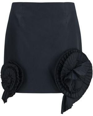 Blumarine Crepe Mini Skirt With Floral Appliqué - Blue